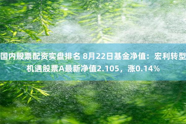 国内股票配资实盘排名 8月22日基金净值：宏利转型机遇股票A最新净值2.105，涨0.14%