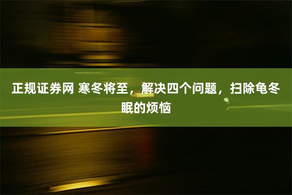 正规证券网 寒冬将至，解决四个问题，扫除龟冬眠的烦恼