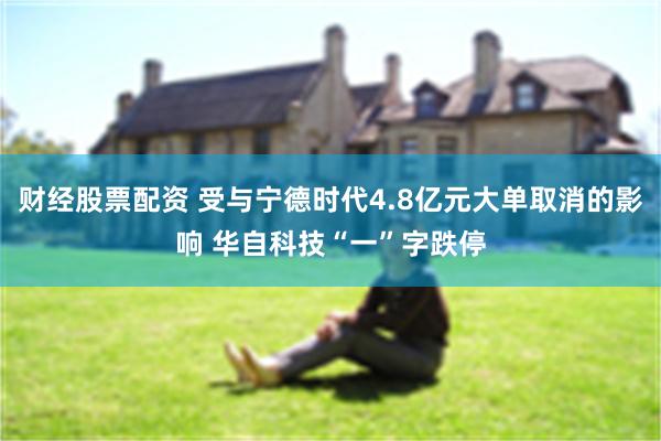 财经股票配资 受与宁德时代4.8亿元大单取消的影响 华自科技“一”字跌停